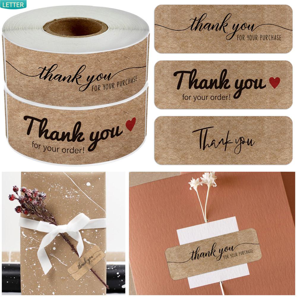 Set 120 Nhãn Dán 3x1 Inch In Chữ Thank You Dùng Để Trang Trí Quà Tặng