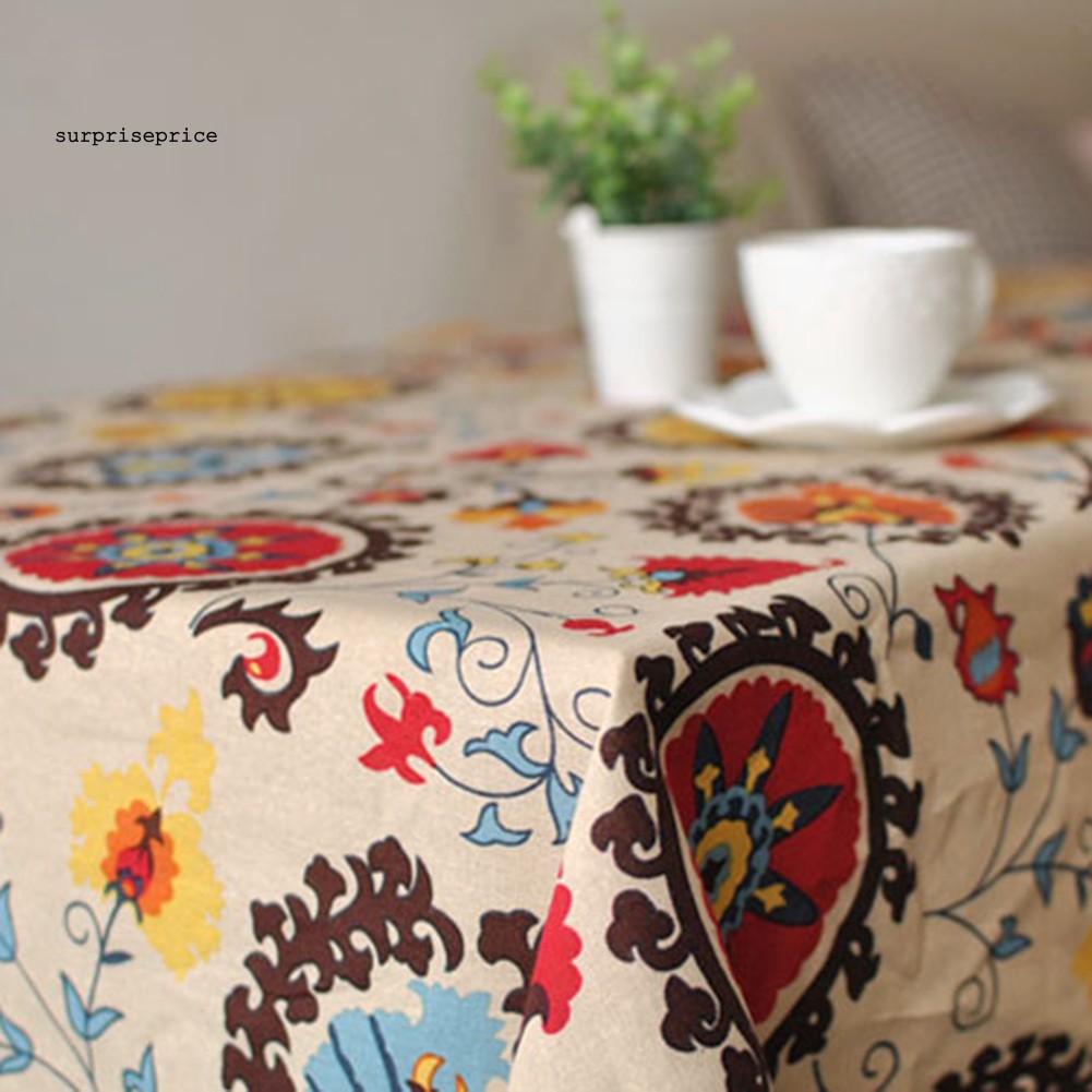 Khăn Trải Bàn Họa Tiết Hoa Hướng Dương Bằng Cotton Và Vải Lanh