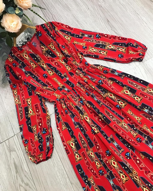 [GIÁ HUỶ DIỆT] [Hàng Quảng Châu] Váy maxi cổ V hoạ tiết | BigBuy360 - bigbuy360.vn