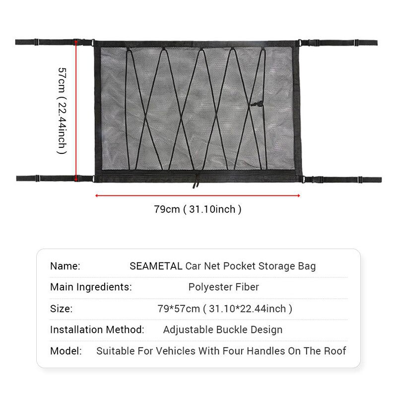 Túi lưới SEAMETAL có khóa kéo tiện lợi treo trần xe hơi