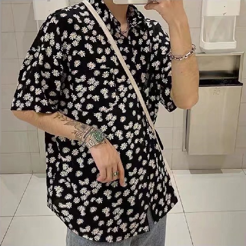 Áo Sơ Mi Nam Tay Ngắn Dáng Rộng In Họa Tiết Phong Cách Hawaii size M-3XL