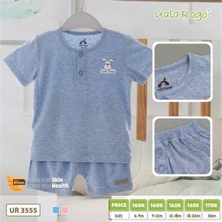 Bộ QA bé trai cộc tay cài vai modal sợi sồi trơn UALA ROGO 3555