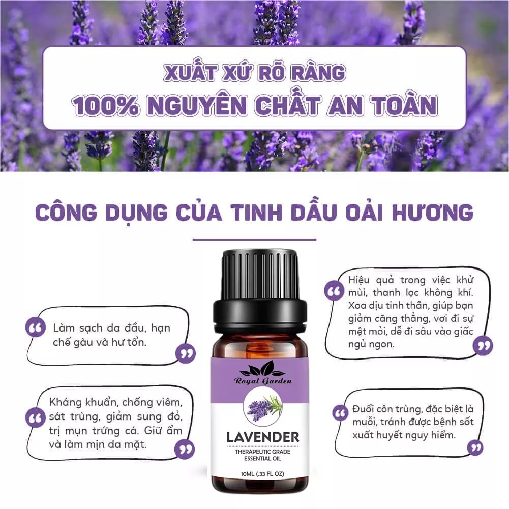 Tinh Dầu hoa Oải Hương Lavender Essential Oil Nhập khẩu Nguyên liệu từ Pháp