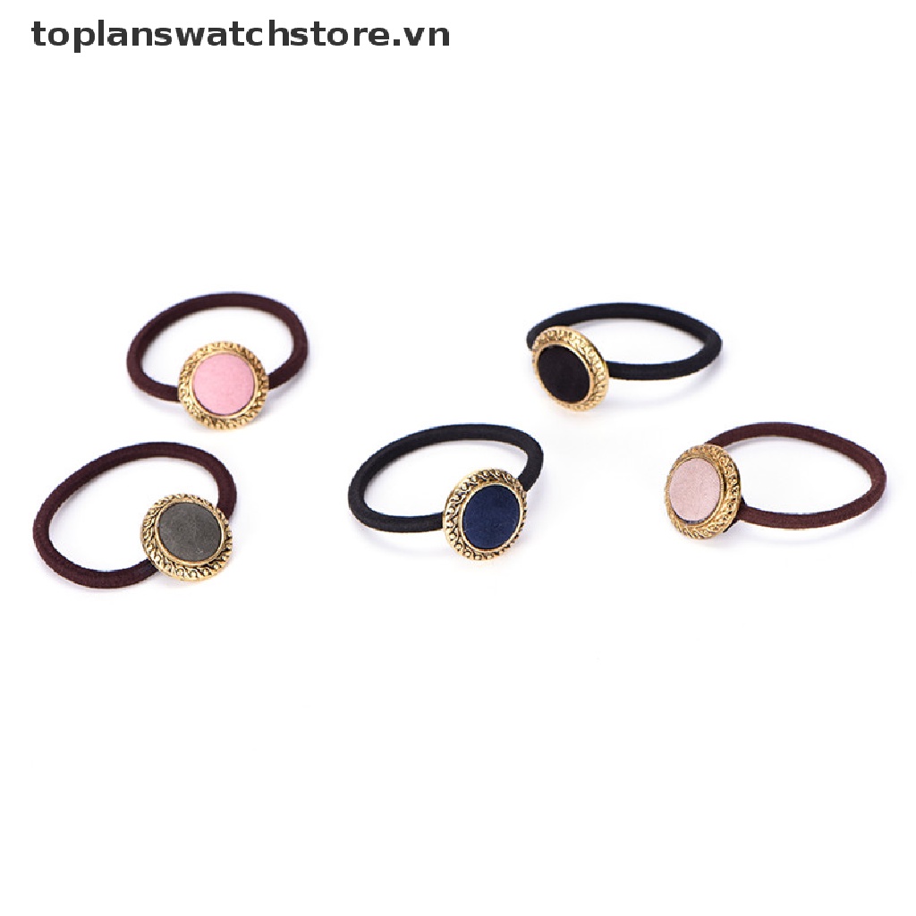 Băng Đô Cài Tóc Co Giãn Đính Nút Phong Cách Vintage Cho Nữ