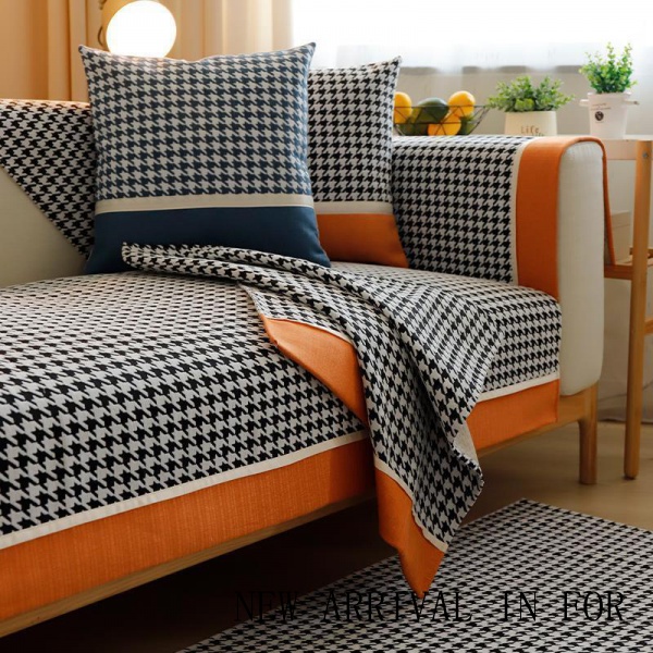 Vỏ bọc ghế Sofa họa tiết caro đơn giản phong cách Bắc Âu