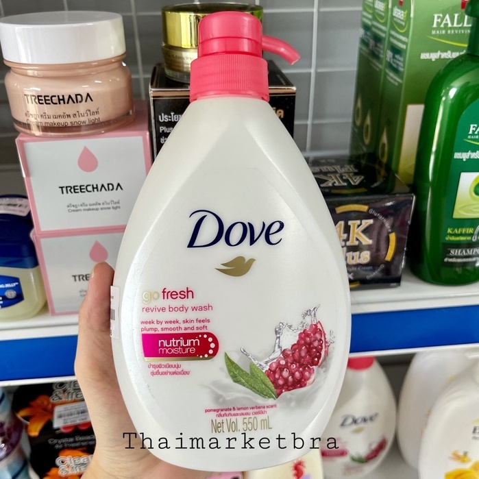 Sữa Tắm Dưỡng Ẩm Dove GoFresh Revive Body Wash Thái Lan 550ml - Hương Lựu Và Cỏ Roi Chanh