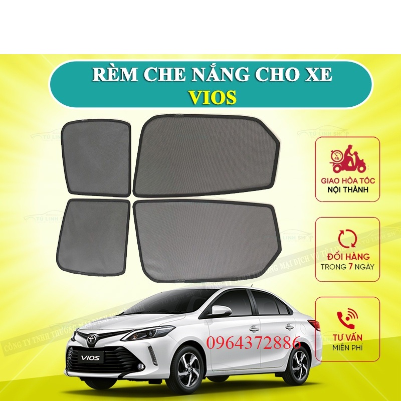 Rèm che nắng nam châm cho xe Vios 2005-2023 cao cấp nhất, vừa khít kính