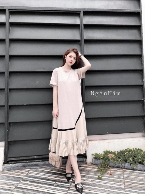 Váy bầu coton phối siêu sang , xin