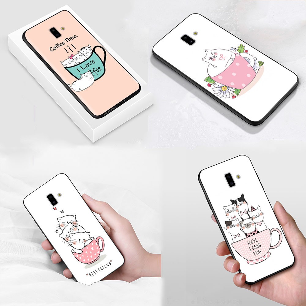 Ốp Lưng Silicone Họa Tiết Hình Mèo Với Giá Đỡ Thời Trang Cho Samsung Galaxy J7 J5 J6 Prime Plus Pro Core 2018 A10 A10S
