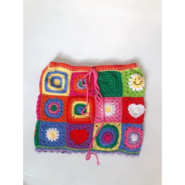 Chân váy ghép ô vuông hamade