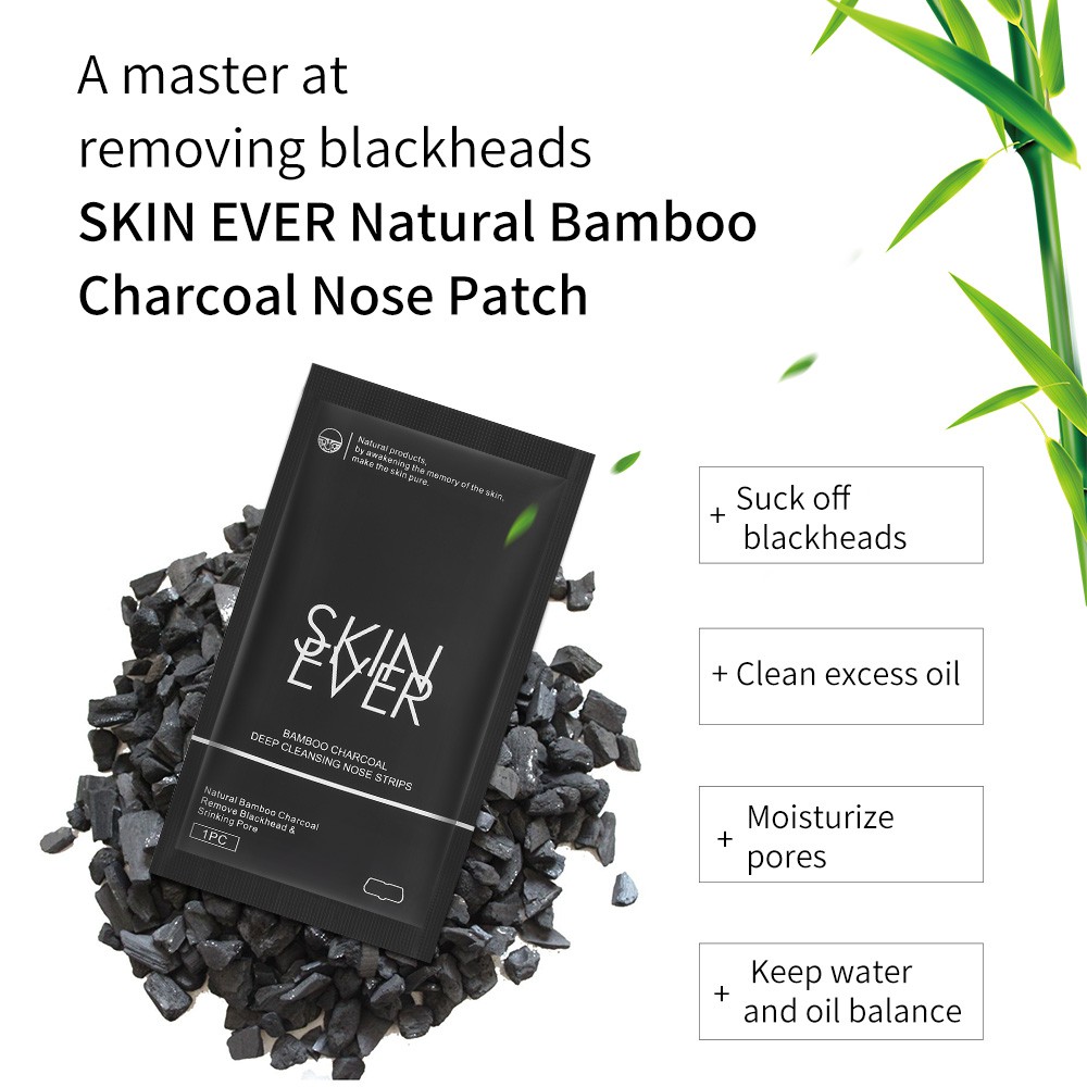 SKIN EVER Bamboo Charcoal Black Mask 5pcs/10pcs Blackhead Remover Nose Masks Peeling Off Pore Shrink Deep Cleansing Nose Strips Skin Care