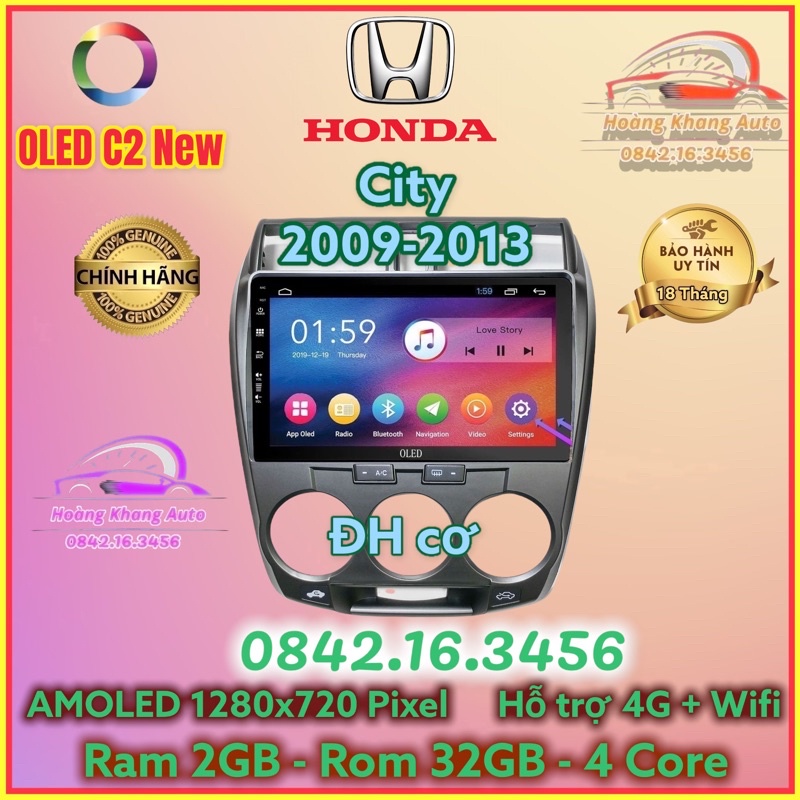 Màn hình Android OLED C2 New Theo Xe HONDA CITY 2008 - 2013, 10 inch đh cơ kèm dưỡng và jack zin theo xe