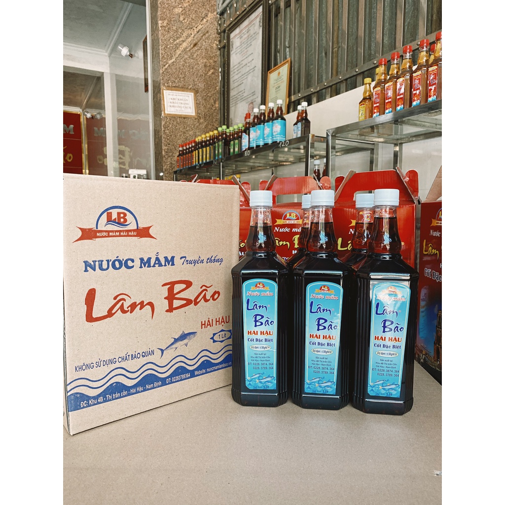 Thùng 6 Chai 1L Nước Mắm Lâm Bão Nút Trắng 50 Độ Đạm Cốt Cá
