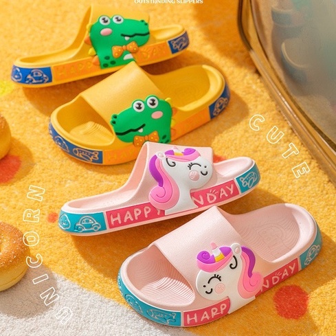 Dép lê bé trai, bé gái đế dày hình khủng long, pony dễ thương, dép đúc siêu mềm nhẹ Tulastore