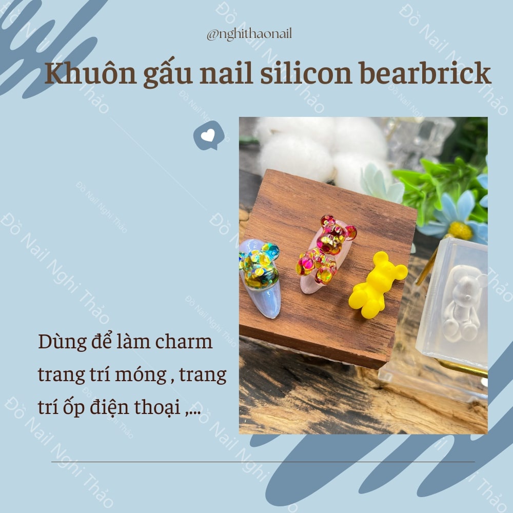 Khuôn silicon nail , khuôn gấu nail bearbrick