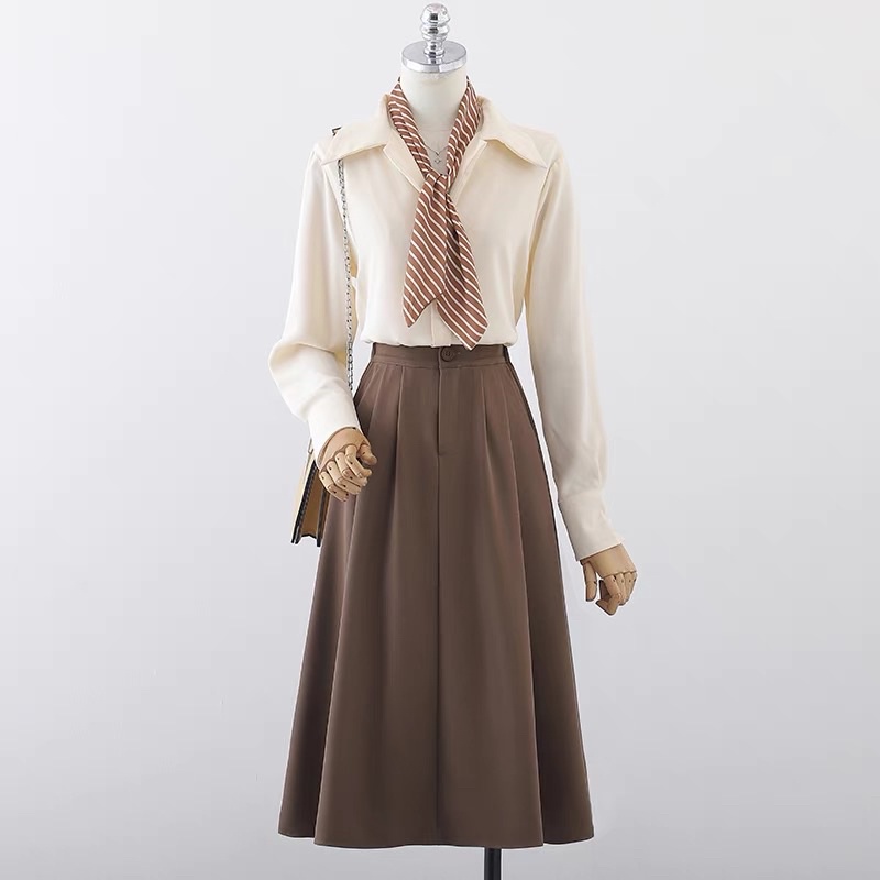 Chân Váy Chữ A Công Sở Dáng Dài, Chân Váy Công Sở Xếp Ly Nhẹ