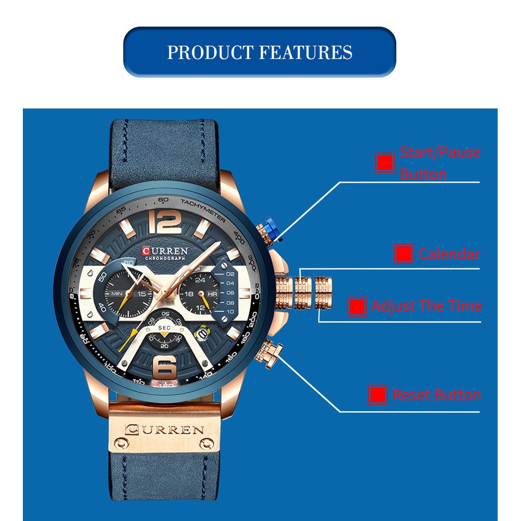 Đồng hồ thời trang nam dây da cao cấp cá tính Curren 8329