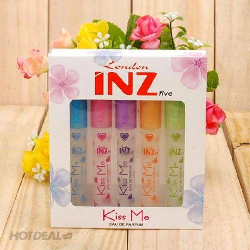 Combo hộp 5 cây nước hoa Inz Kiss Me hình cây viết chính hãng 8ml