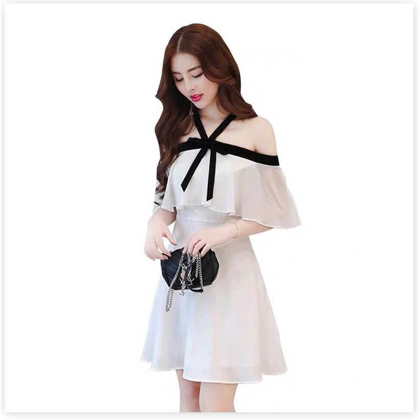 ĐẦM NỮ TRỄ VAI HHP CHẤT LIỆU VOAN HAI LỚP TINH KHÔI