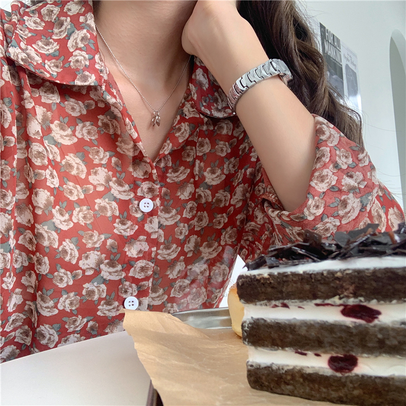 Suxi Áo Voan Hoa Đỏ Dài Trung Bình Cổ Điển Mới Cho Nữ