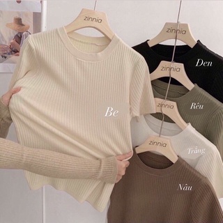 Áo len tăm cộc tay cổ tròn dáng basic