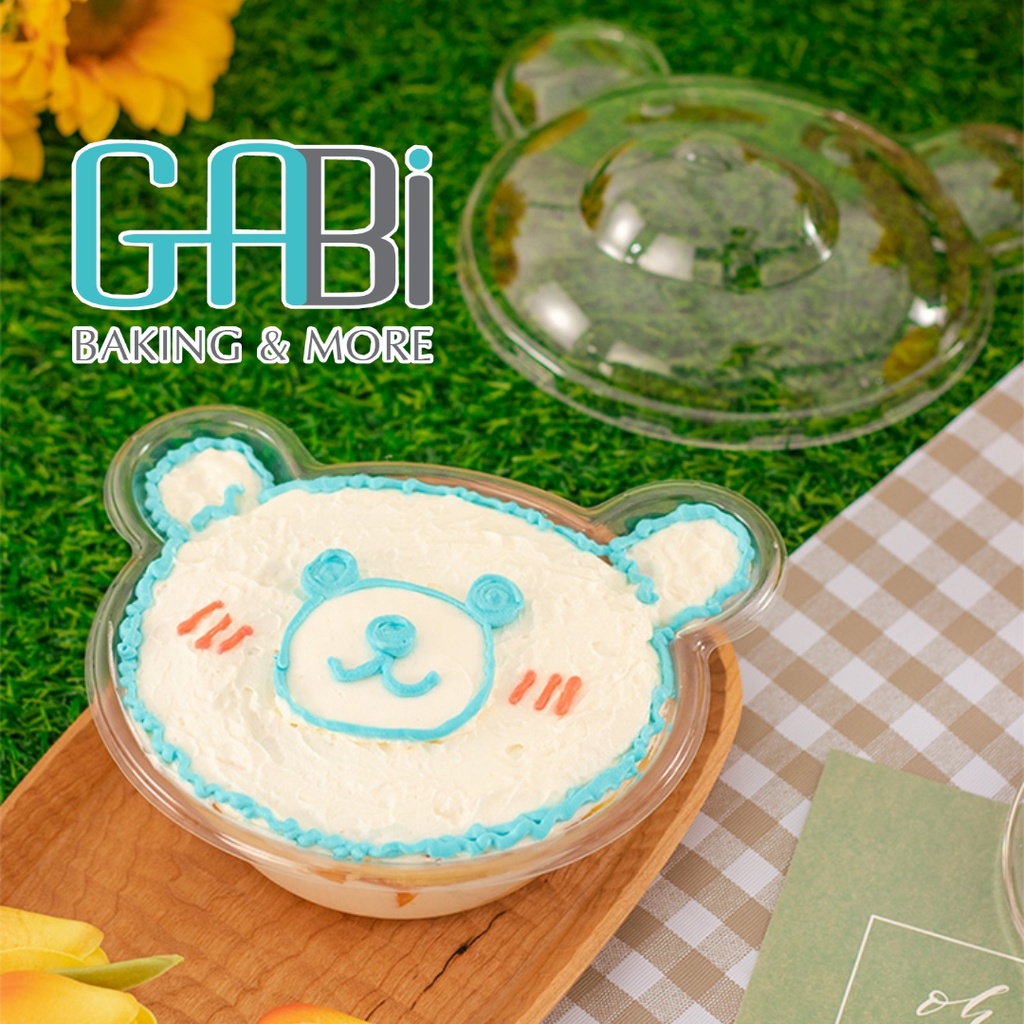 Set 5 pộp PET nắp trong đựng bánh hình gấu