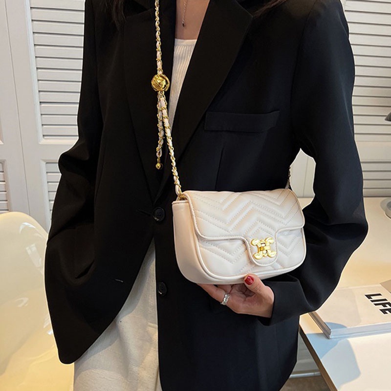 Túi đeo chéo IELGY hình vuông cỡ nhỏ phối dây đeo sợi xích thời trang cho nữ