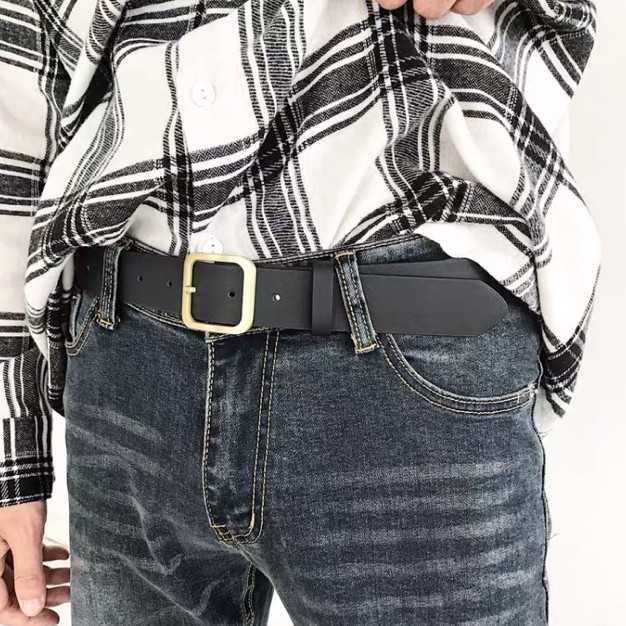 Thắt Lưng Da Nam Mặt Vuông Màu Đen Phong Cách Hàn Quốc Hot Trend 2020-PK01