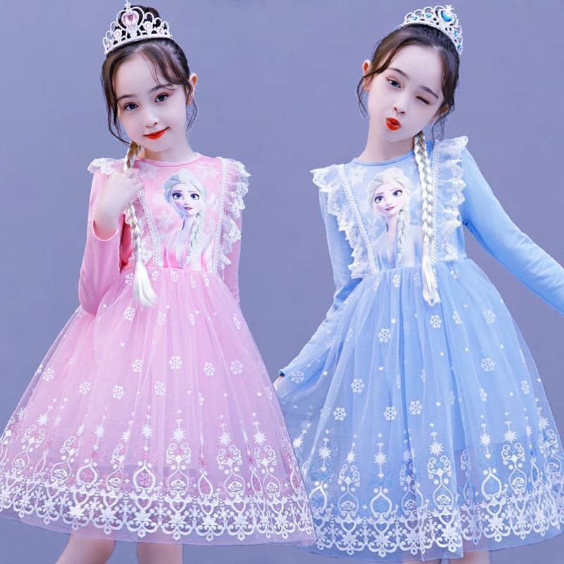 Đầm Công Chúa Elsa Xinh Xắn Theo Phong Cách Mùa Đông Dành Cho Bé Gái
