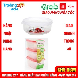 Combo Hộp đựng thực phẩm 480ml loại tròn và Set 3 hộp nhựa đựng thực phẩm Fitin Pack Nhật Bản