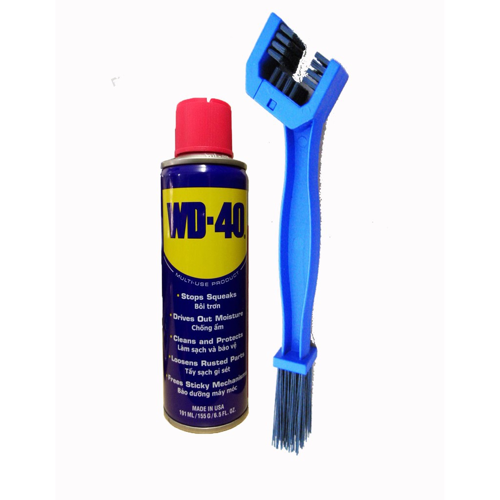 [Chính Hãng] Combo chai xịt chống rỉ sét, bôi trơn WD-40 191ml và bàn chải vệ sinh sên 3D chuyên nghiệp - NKLUBE