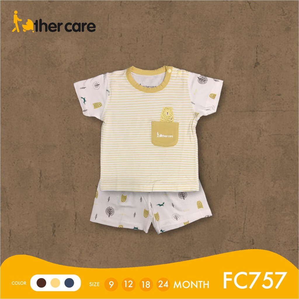 Bộ Quần Áo Trẻ em CT FatherCare Cài Vai - Họa Tiết Gấu Cáo Kẻ - HT FC757