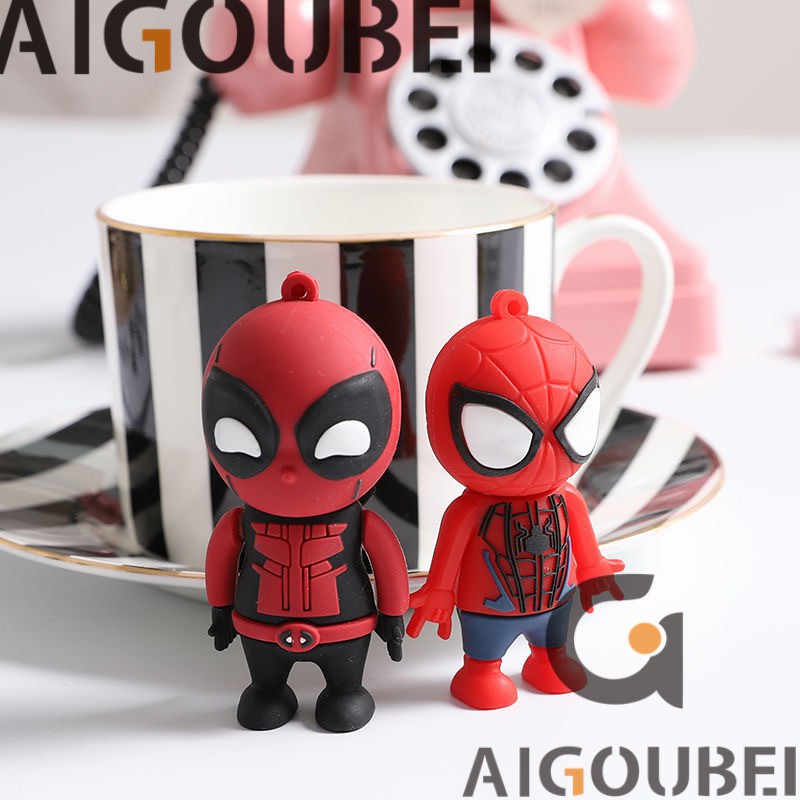 [Spot &amp; COD] Phim hoạt hình dễ thương Silicone Spider-Man Deadpool U Đĩa di động tốc độ cao Creative Mini Cartoon Máy tính xách tay USB 2.0 Thẻ flash Đĩa di động 1GB 2GB 4GB 8GB 16GB 32GB 64GB 128GB
