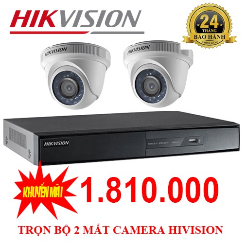 Trọn Bộ Camera 2 Mắt, Đầu Ghi Hikvision 1.0MPX – Chính Hãng