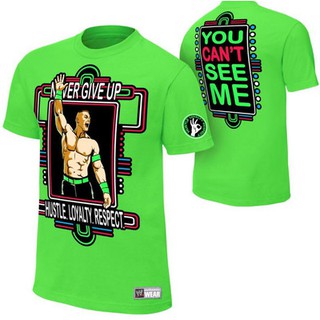 Áo phông WWE John Cena "Never Give Up" xanh Neon