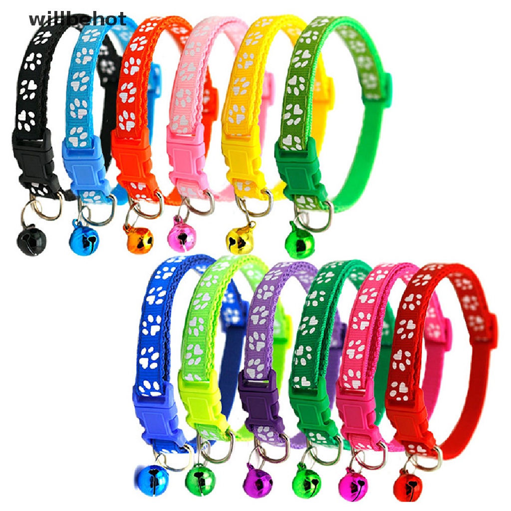 Vòng Cổ Gắn Chuông In Hình Dấu Chân Dễ Thương Tùy Chỉnh Kích Thước Cho Thú Cưng