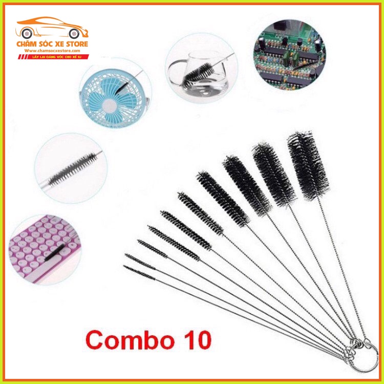 Bộ 10 Cọ Vệ Sinh Đa Năng, Vệ Sinh Phụ Tùng Xe Máy, Đồ Dùng Gia Đình