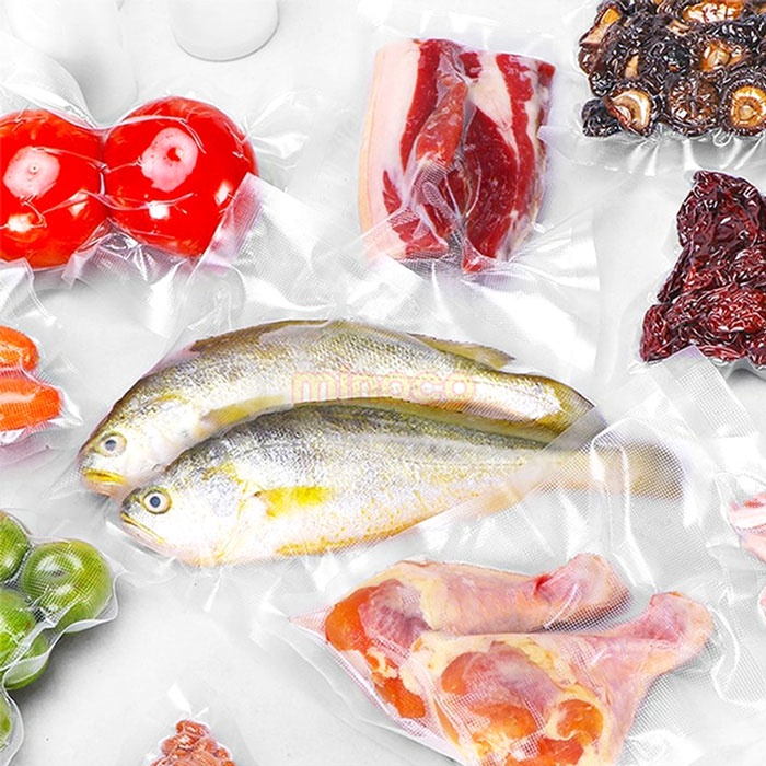 Túi hút chân không nhám 1 mặt túi đựng thực phầm hút chân không combo 50 túi đựng từ 700g>1,3kg thực phẩm một túi
