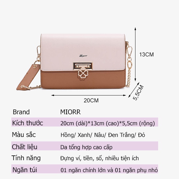 Túi Xách Nữ Đeo Chéo Nắp Gập MIORR Thiết Kế Khóa Đóng Họa Tiết New Bag MT044