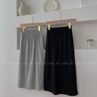 Chân váy thun suông trơn xẻ sau