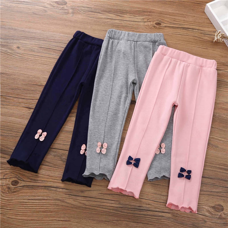 Quần legging chất cotton trang trí nơ đáng yêu dành cho bé