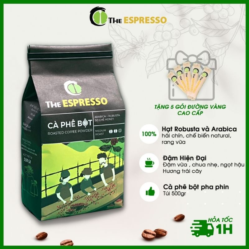 Cà phê nguyên chất dạng bột pha phin 73 The Espresso gói 500gr, 7 Robusta 3 Arabica, đậm đà, thơm, hậu ngọt, chua nhẹ