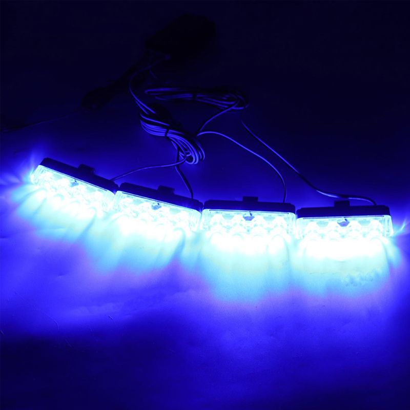 Đèn LED nhấp nháy 3 chế độ màu xanh lam/vàng/ trắng/đỏ cho lưới tản nhiệt phía trước xe ô tô cảnh sát/cứu hỏa