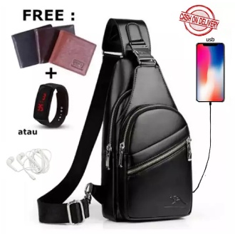 Tanmesso Túi Đeo Chéo 4 Trong 1 Có Ngăn Đựng Đồng Hồ Và usb Cho Nam