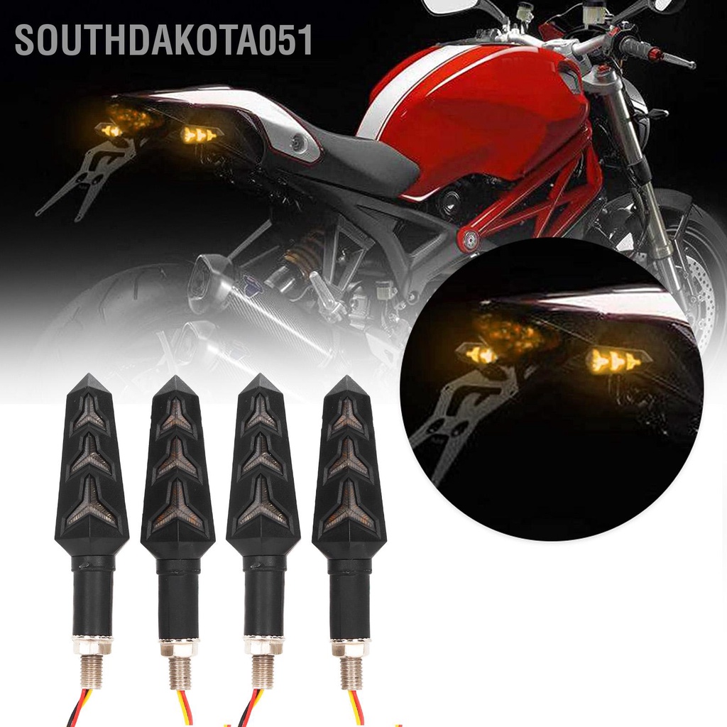 Southdakota051 4PCS Xe máy Y Hình dạng Dòng chảy Đèn tín hiệu LED Ánh sáng kép Màu IP66 Chống thấm nước Phổ biến