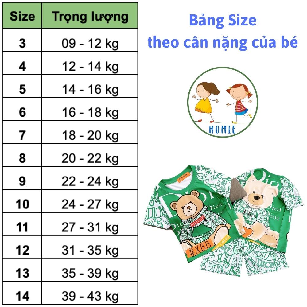 Bộ Đồ Đôi Cho Bé Gái Và Bé Trai Mặc Cặp Set Quần Áo Trẻ Em Thun Lạnh 3D Size Nhí Đại 9-43 Kg In Hoạt Hình Homie Kids