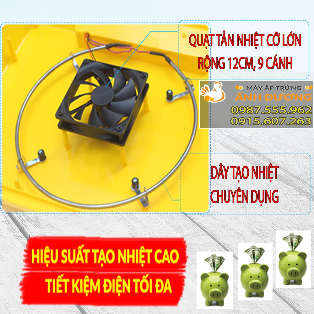 Máy ấp trứng tự động 50 trứng gà, vịt, câu, cút - khay nhôm đảo lăn - Lắp ráp sẵn + tặng kèm gói úm + bình châm nước