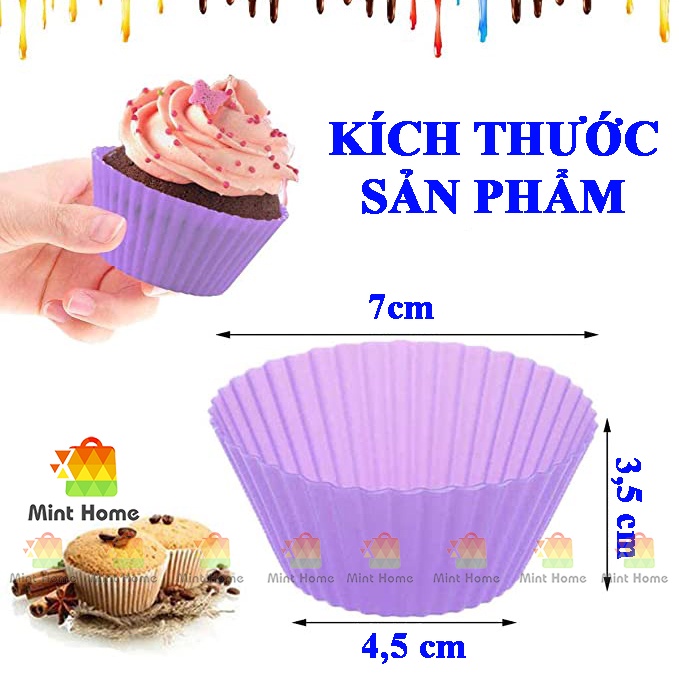 Khuôn làm bánh silicon chịu nhiệt dùng nướng bánh bông lan kem, socola cho nồi chiên không dầu lò nướng an toàn