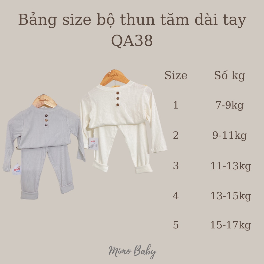 Bộ quần áo dài tay chất liệu thun tăm co dãn mùa thu đông cho bé QA38 Mimo Baby