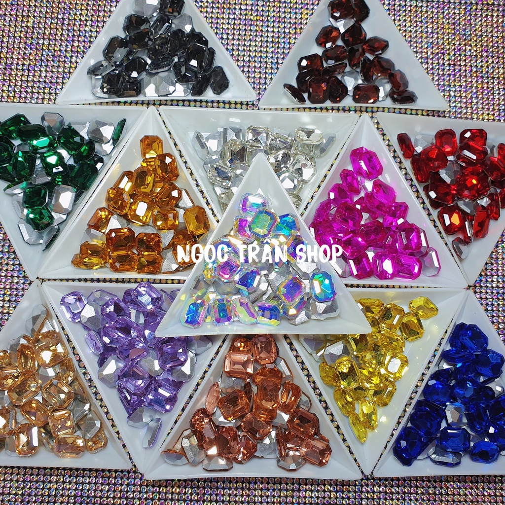Set 10 Viên Đá Khối Chân Bạc | Hình Chữ Nhật